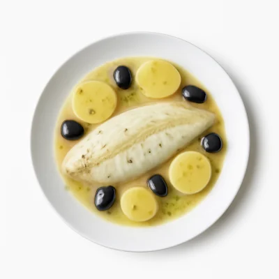 Rombo Vino bianco, olive é Patate