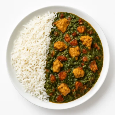 Chicken Palak ( mit Basmatireis serviert ) 
