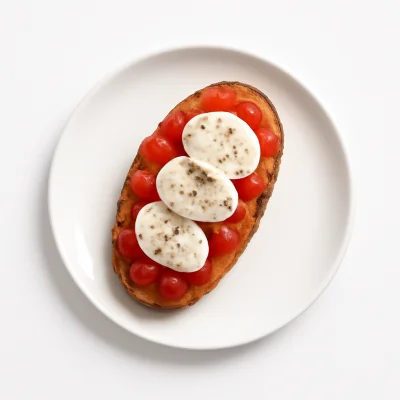 Bruschetta con Pomodoro e Mozzarella überbacken 