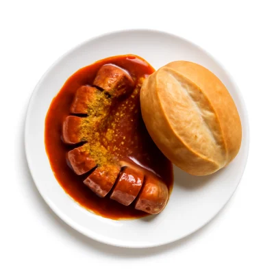 Rinds- Currywurst mit Brötchen