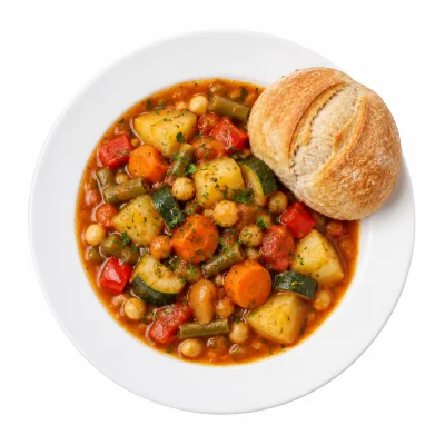 Hausgemachte Gulaschsuppe "ungarische Art "mit Brötchen 