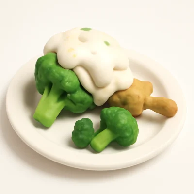 Überbackener Drehspieß Broccoli