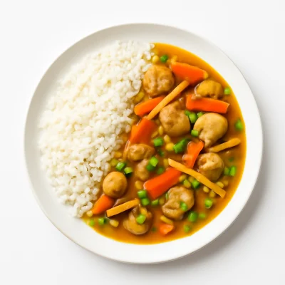 Schweinefleisch mit Curry (Reis)