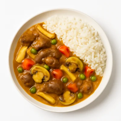 Rindfleisch mit Curry (Reis)