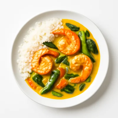 Großgarnelen Thai-Curry (Reis)
