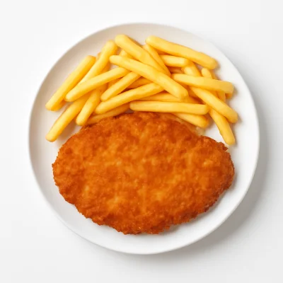 Putenschnitzel mit Pommes