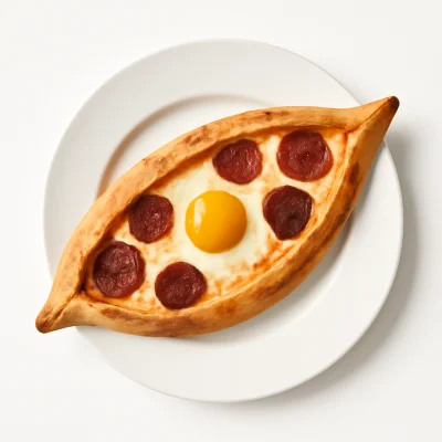 Pide mit Sucuk, Käse, Ei