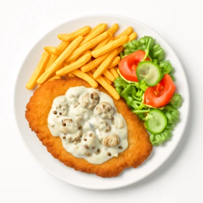 Schnitzel in Kräutersahnesoße