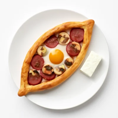 Pide Sucuk Pilze mit Ei
