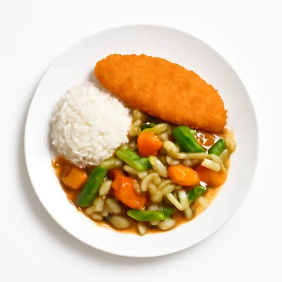 Gebackenes Fischfilet Chop-Suey