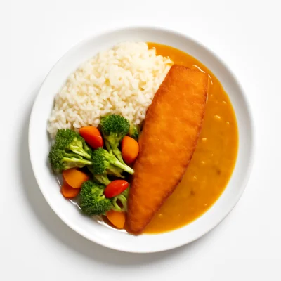 Gebackenes Fischfilet Curry (scharf)