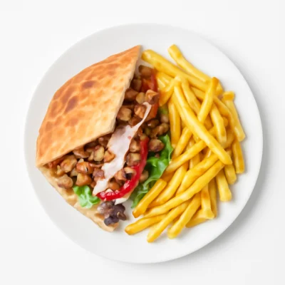 Drehspieß Pommes Sandwich