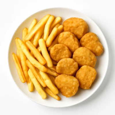 10 Stück Chicken Nuggets mit Pommes