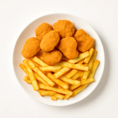 Chicken Nuggets, Pommes und Valensina Kids