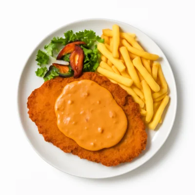 Schnitzel mit Metaxasoße