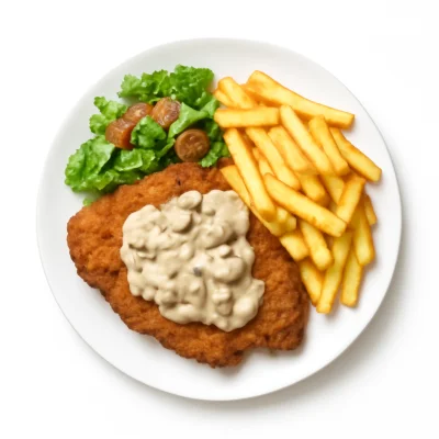 Schnitzel mit Champignon-Rahmsoße