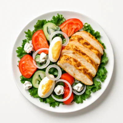 Salat mit gegrillten Hähnchenstücken
