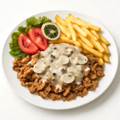 Gyrospfanne mit Champignon-Rahmsoße