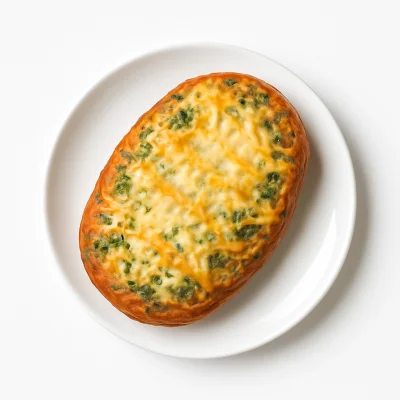 Knoblauch-Kräuterbutterbrot hausgemacht mit Käse überbacken