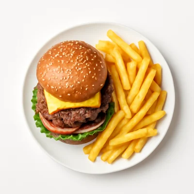 Hamburger mit Pommes