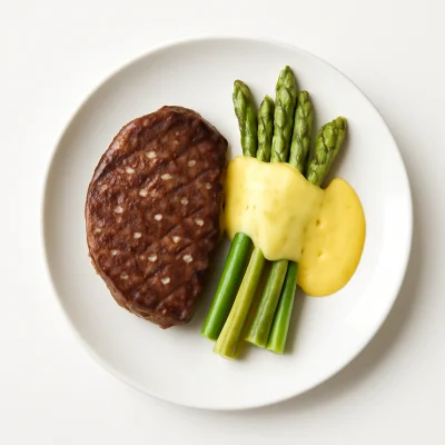 Rumpsteak mit Spargel und Sauce Hollandaise