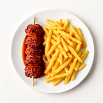 Schaschlik mit pommes