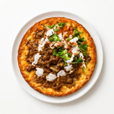 Lahmacun mit Drehspieß und Käse