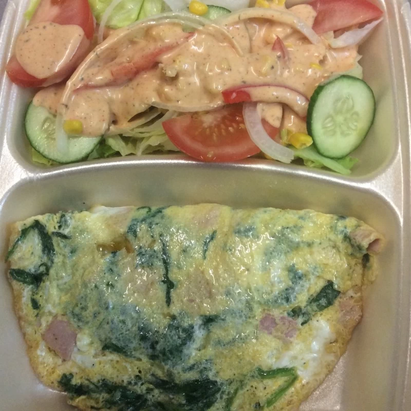 Omelette Spinaci (mit Spinat, Knoblauch, Schinken)