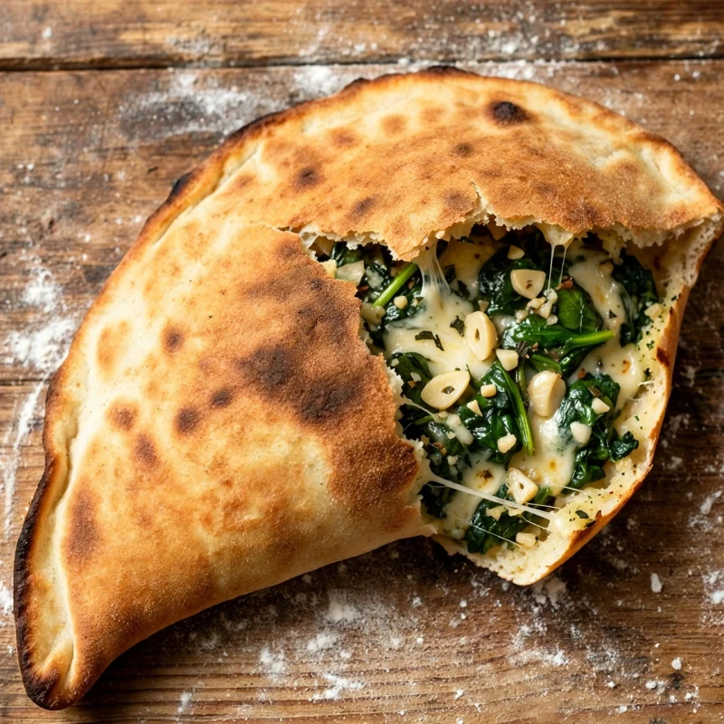 Gefülltes Pizzabrot (Spinat Aglio)